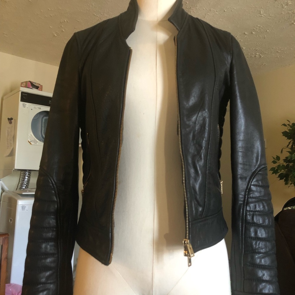 Black JCrew Collection Leather Jacket